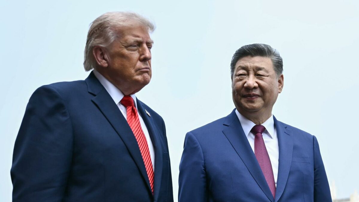 China's President Xi Jinping, right, and U.S. President Donald Trump visit the Temple of Heaven in Beijing, May 14, 2026.